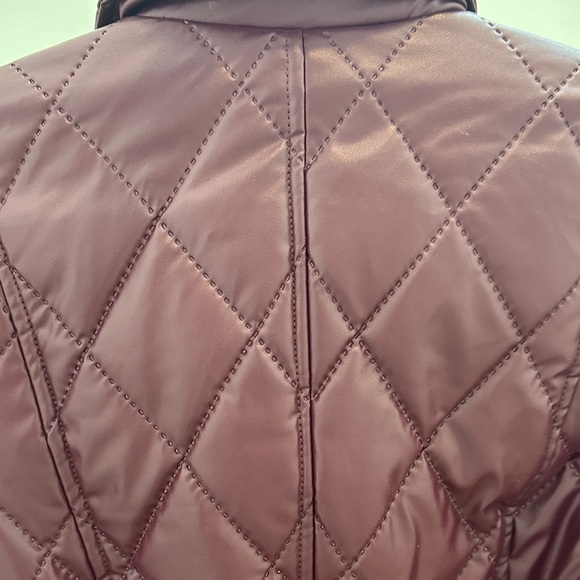 Badgley Mischka Burgundy Quilted Puffer Coat - Picture 6 of 6